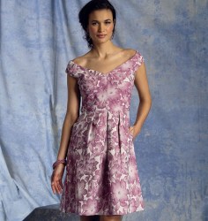 1392 VOGUE KAY UNGER BONED BIAS OFF SHOULDER SHORT DRESS, PETTICOAT PATTERN 16-24 UNCUT